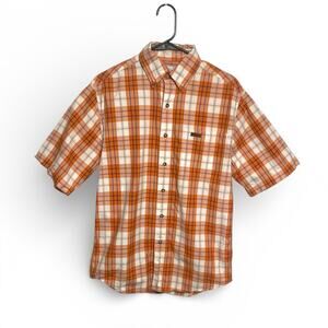 Carhartt Men's Plaid Button-Down Shirt in Orange and White